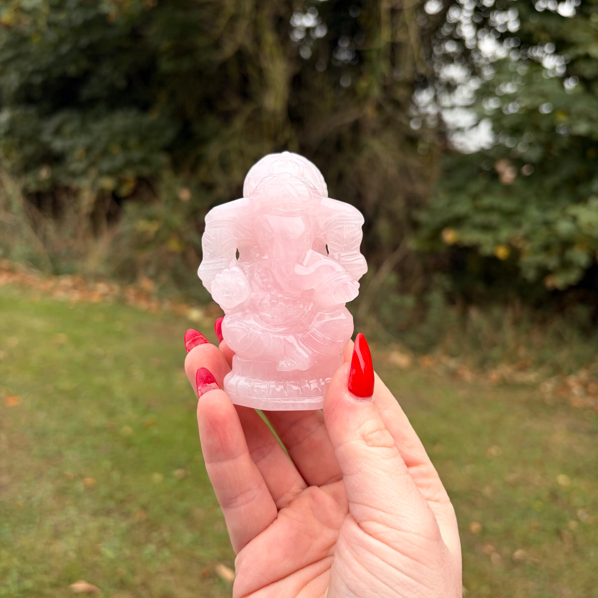 Rose Quartz Ganesh Carving – 7cm