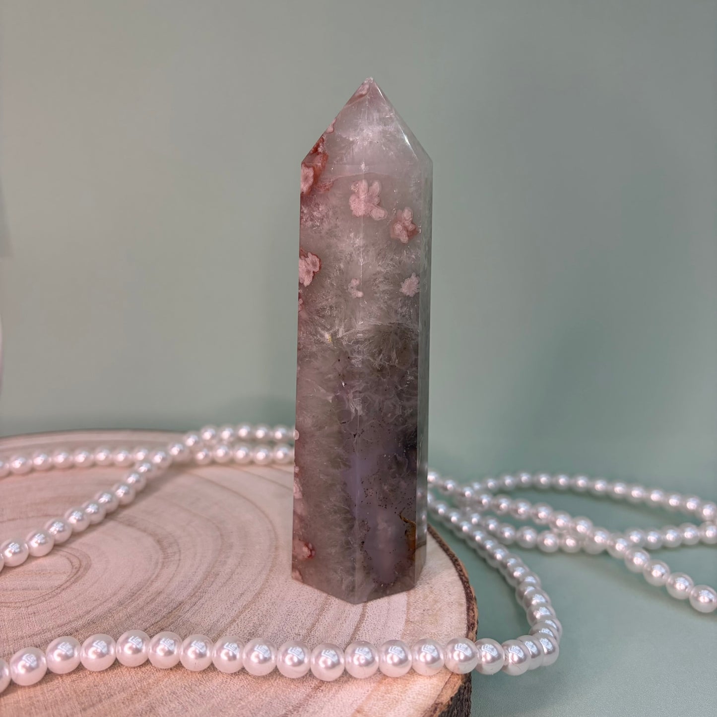 Green Quartz Flower Agate Tower C