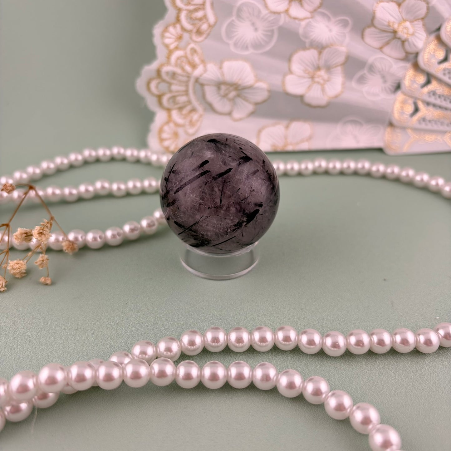 Quartz with Tourmaline Sphere A