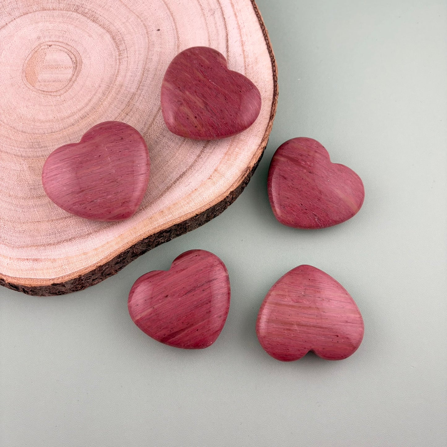 Pink Petrified Wood Hearts