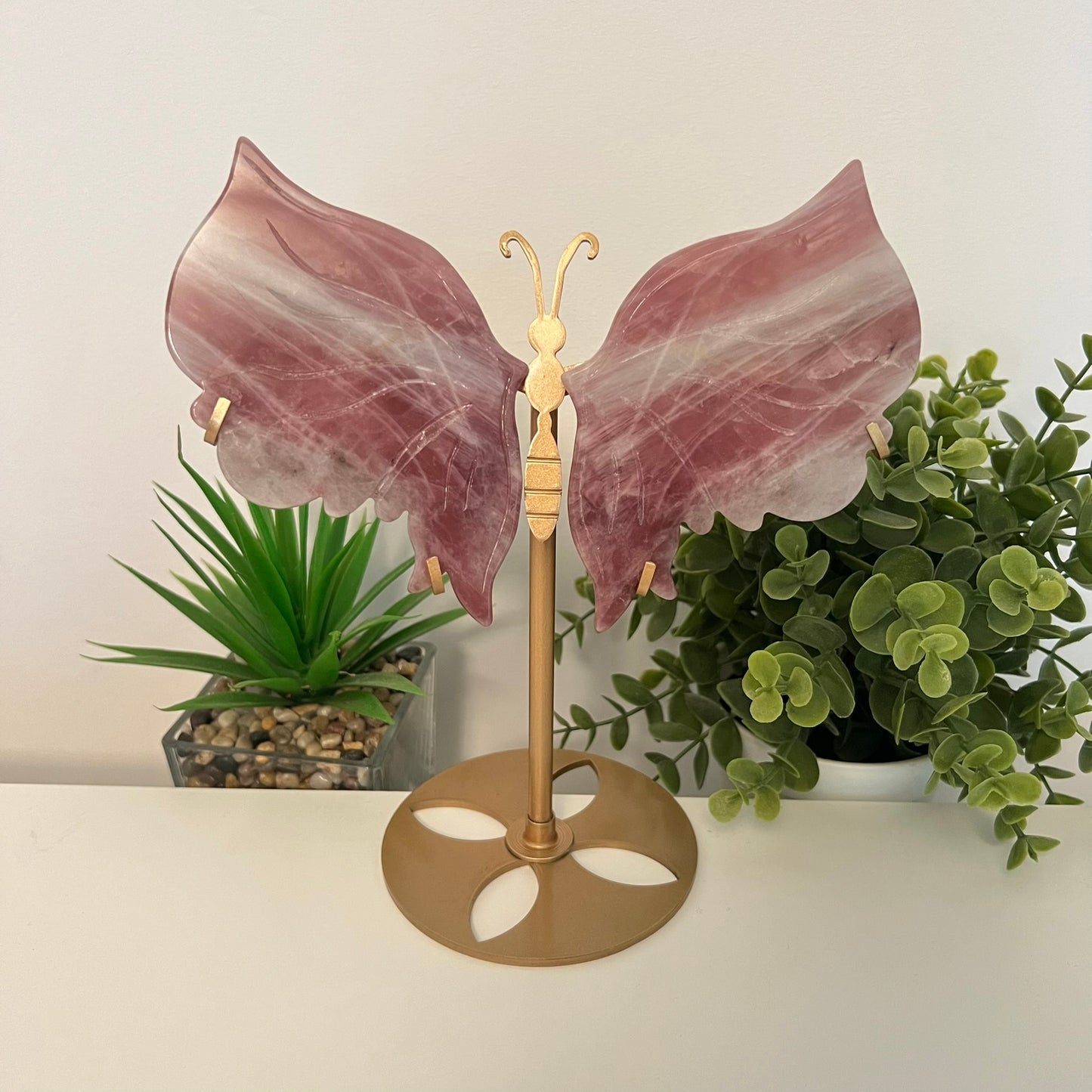 Large Lavender Rose Quartz Butterfly Wings