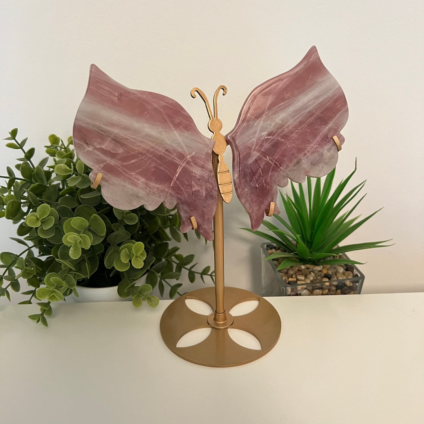 Large Lavender Rose Quartz Butterfly Wings