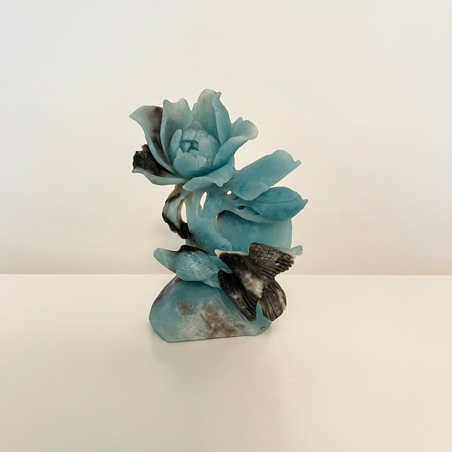 Caribbean Calcite Flower Carving | Large Size Crystal Sculpture | Premium Caribbean Calcite