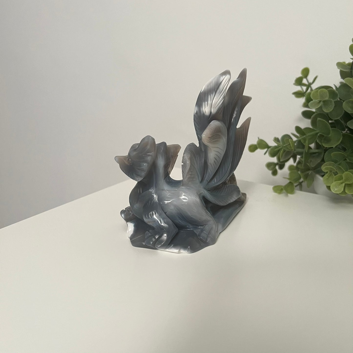 Orca Agate 9 Tail Fox Carving