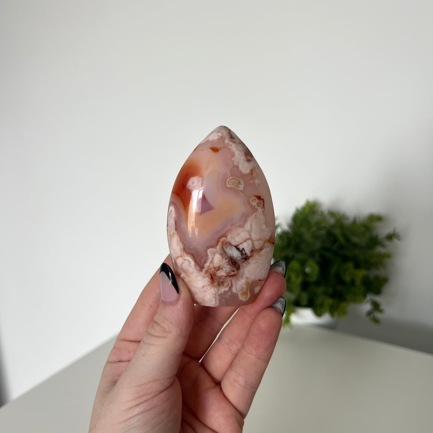 Carnelian Flower Agate Teardrop