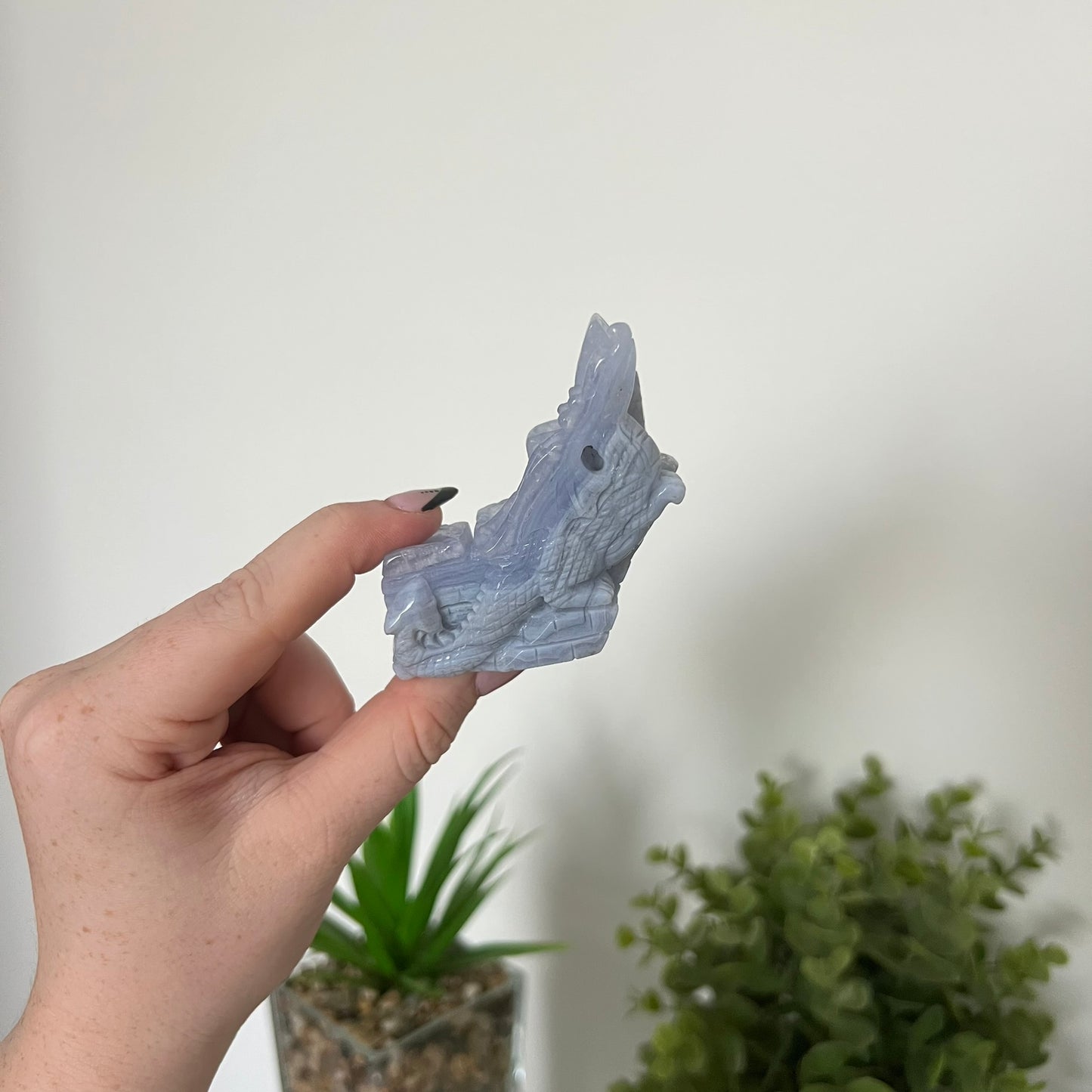 Blue Lace Agate Dragon Carving