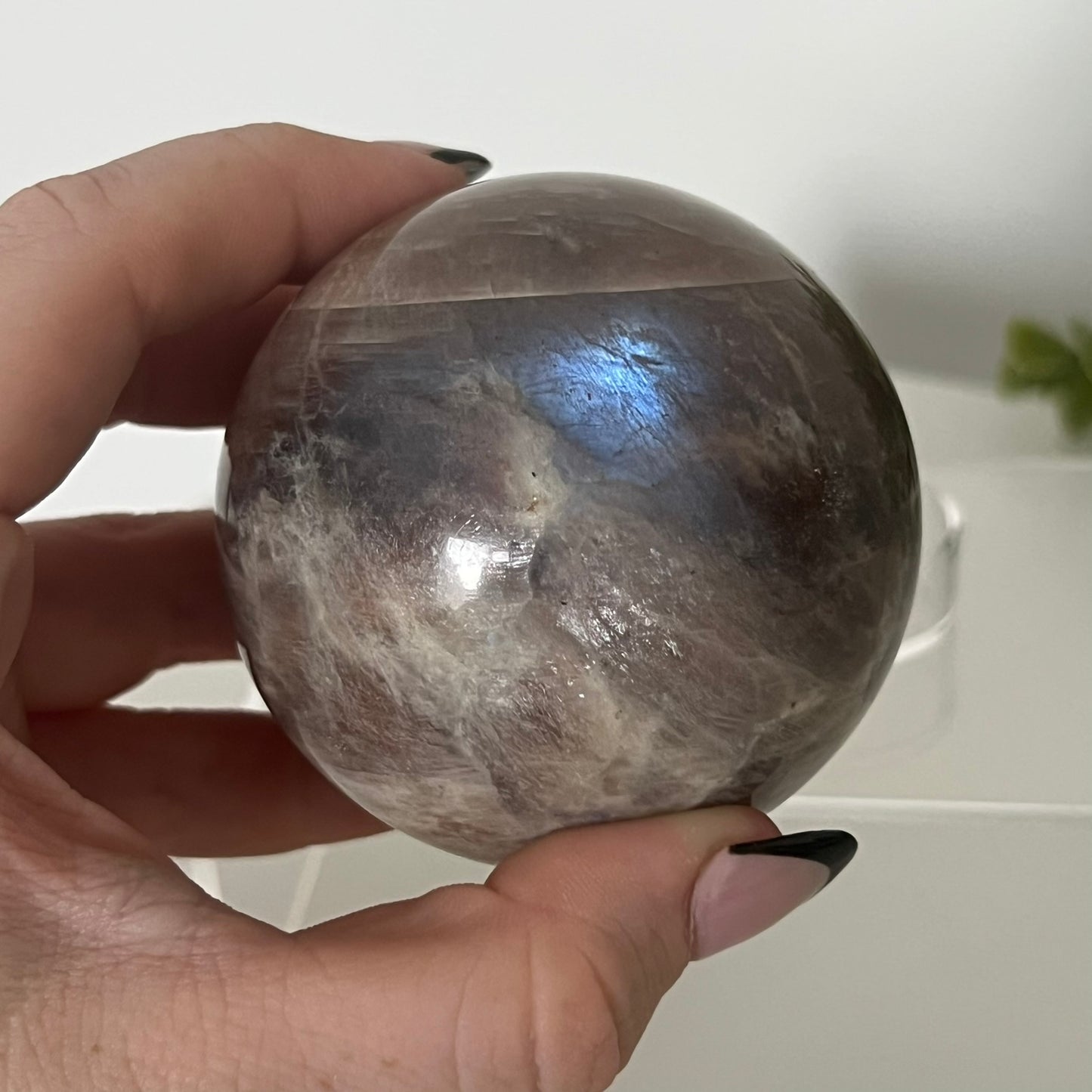Moonstone Sphere with Sunstone