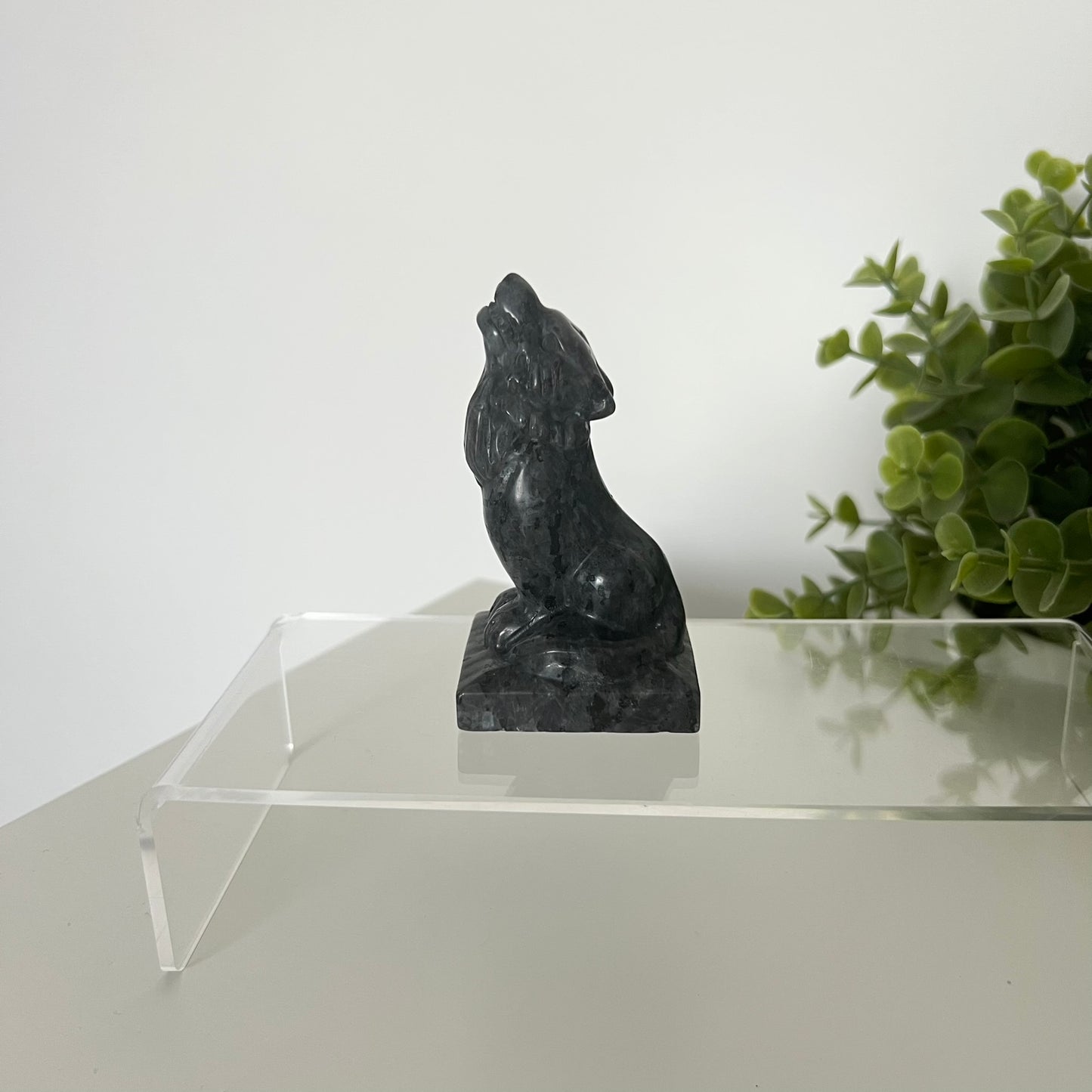Larvikite Wolf Carving
