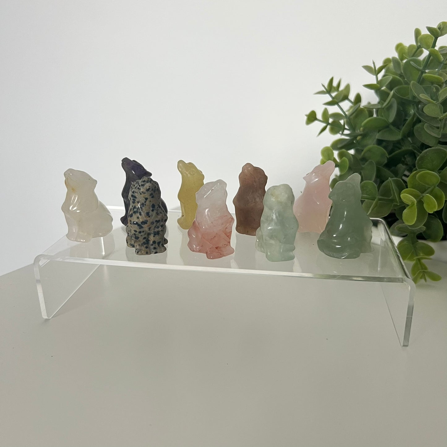 Various Wolf Crystal Carvings