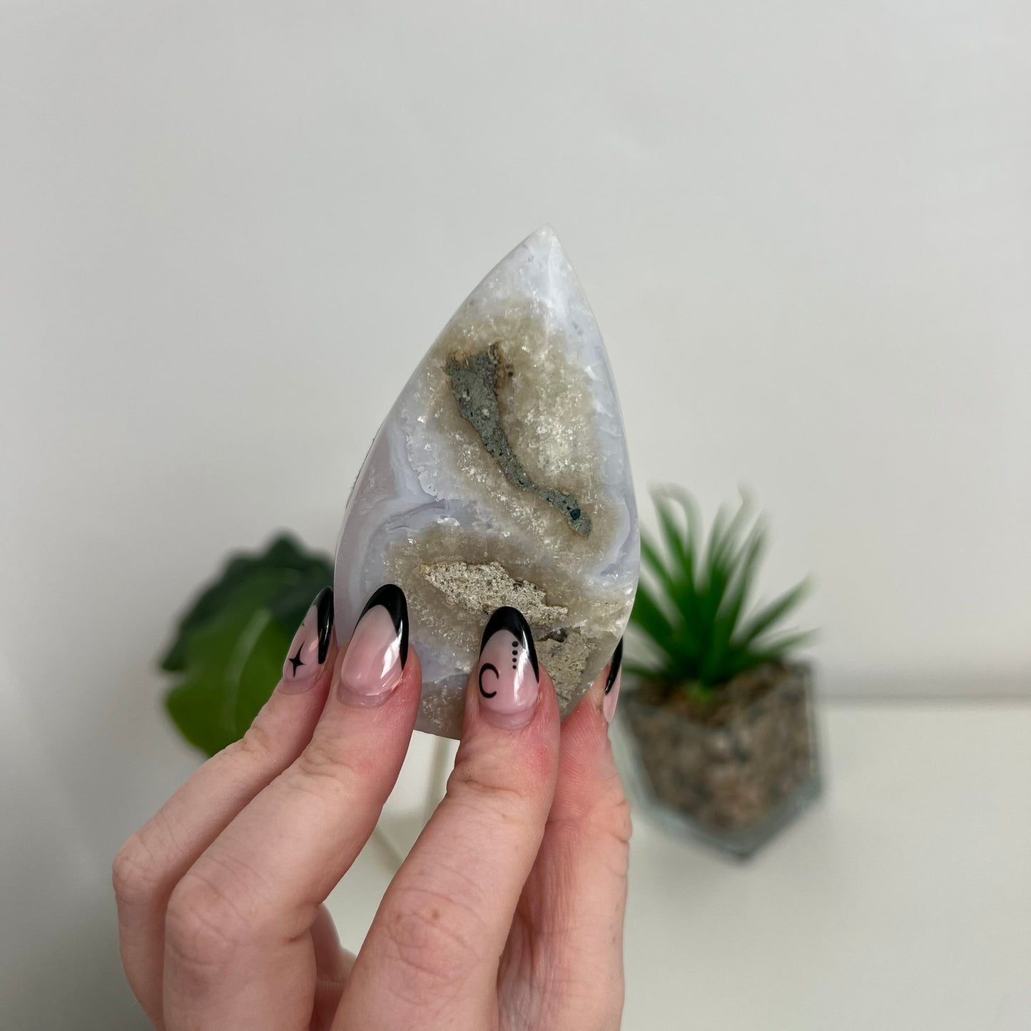 Blue Lace Agate Druzy Teardrop