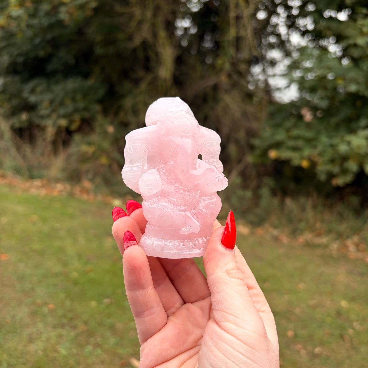 Rose Quartz Ganesh Carving – 7cm