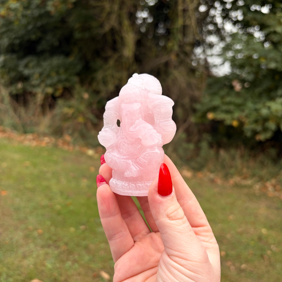 Rose Quartz Ganesh Carving – 7cm