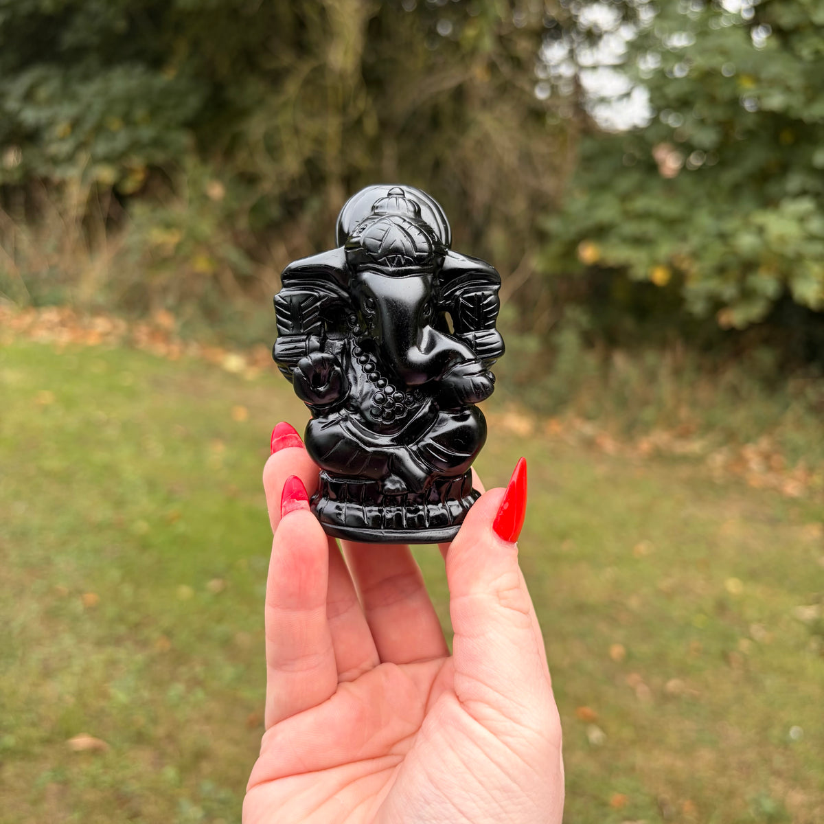 Obsidian Ganesh Carving – 7cm