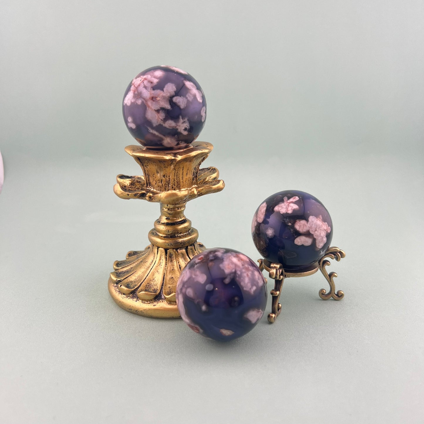 Blue Flower Agate Spheres