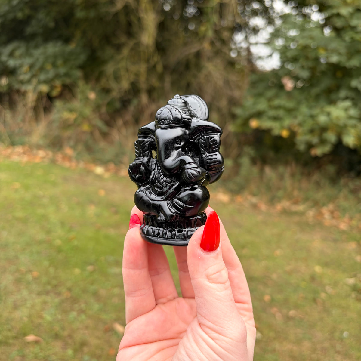 Obsidian Ganesh Carving – 7cm