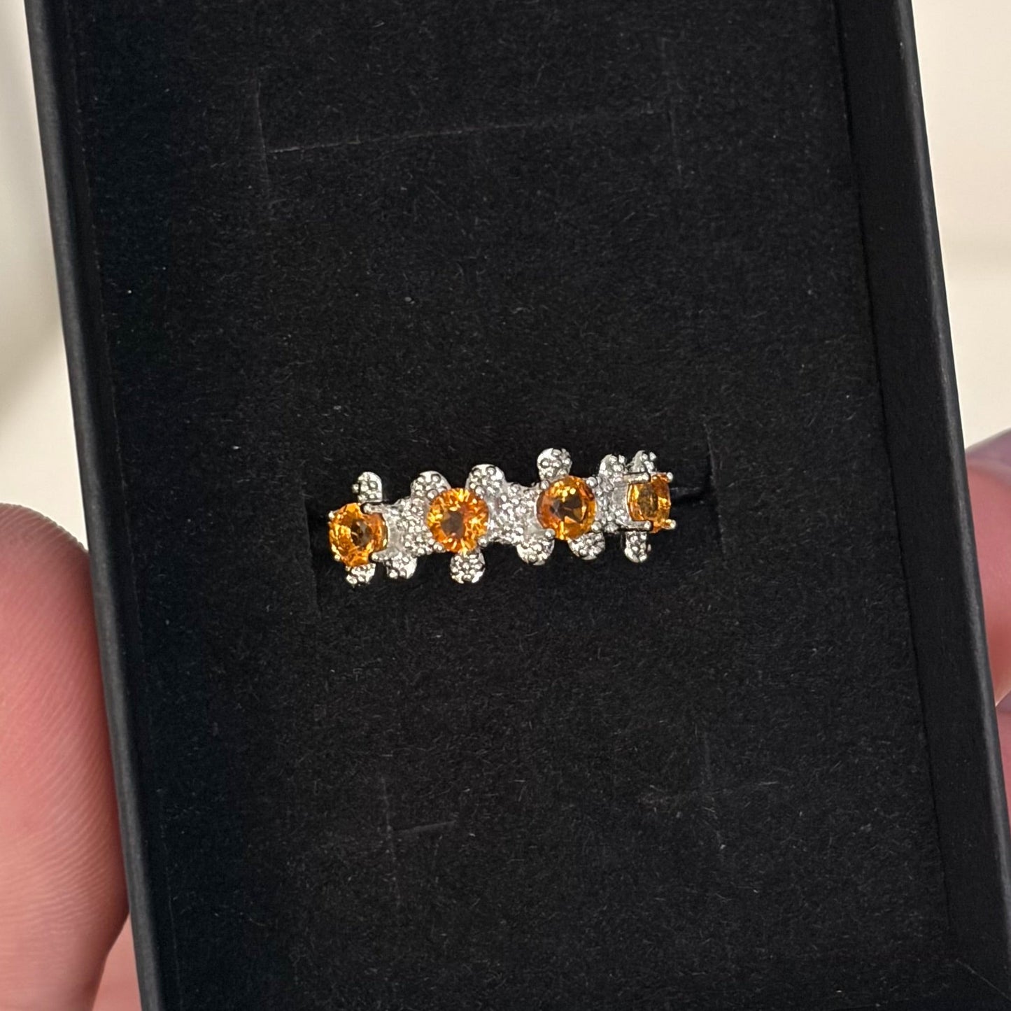 Citrine Flower Ring (Copper Plated)