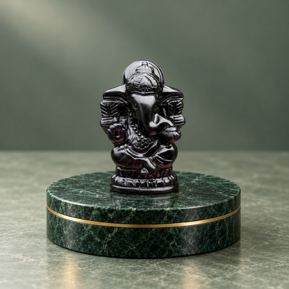 Obsidian Ganesh Carving – 7cm