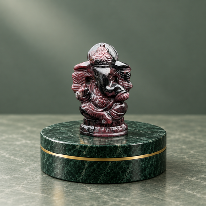 Garnet Ganesh Carving – 7cm
