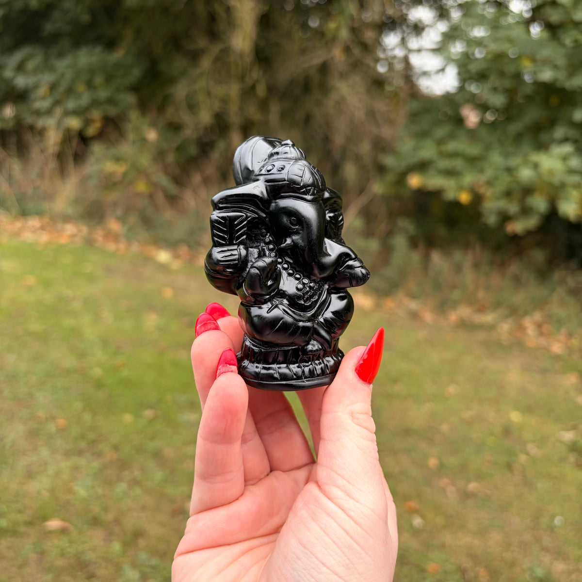 Obsidian Ganesh Carving – 7cm