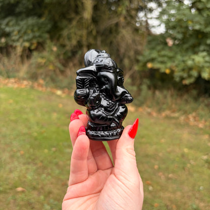 Obsidian Ganesh Carving – 7cm