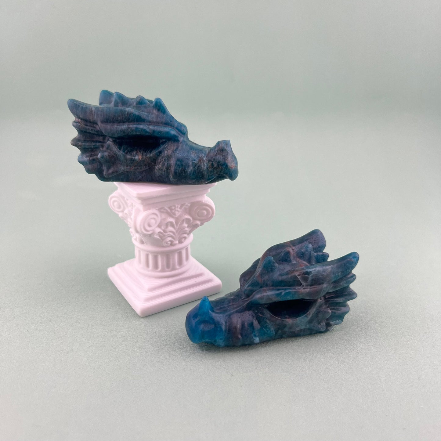 Blue Apatite Dragon Heads