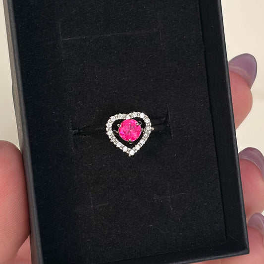 Pink Heart Ring (Copper Plated)