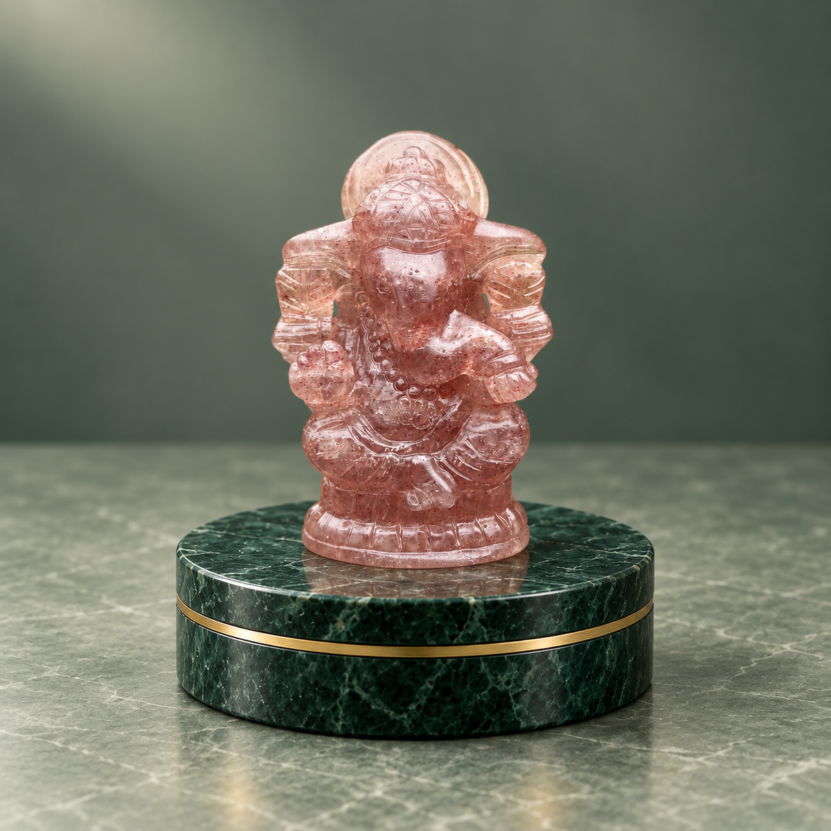 Strawberry Quartz Ganesh Carving – 7cm