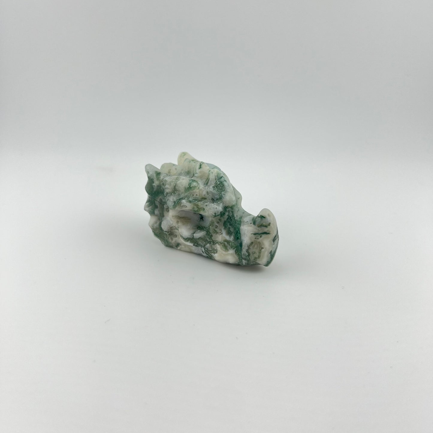 Moss Agate Dragon Heads
