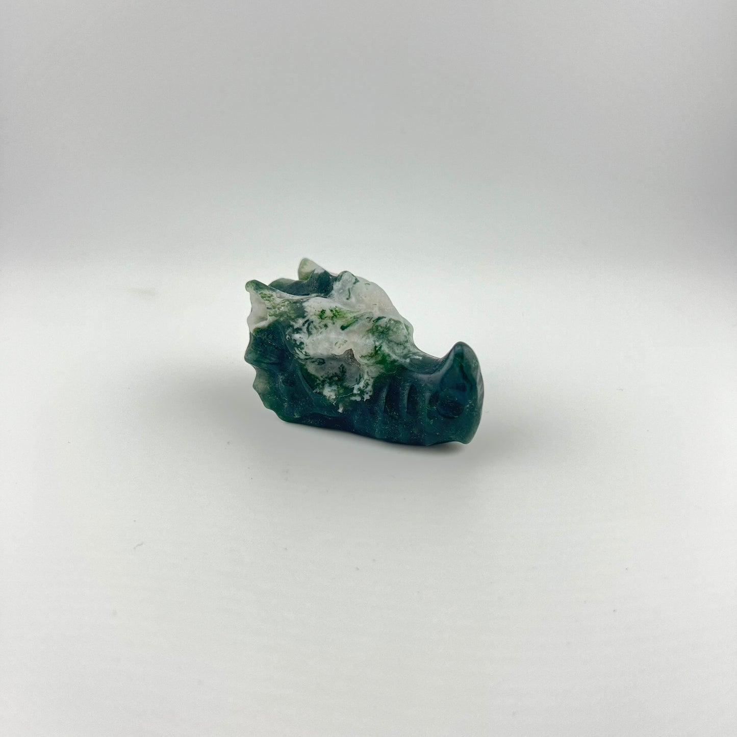 Moss Agate Dragon Heads
