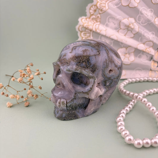 Moss Agate Skull