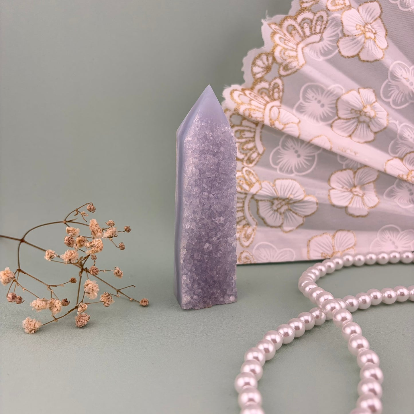 Blue Lace Agate Druzy Tower