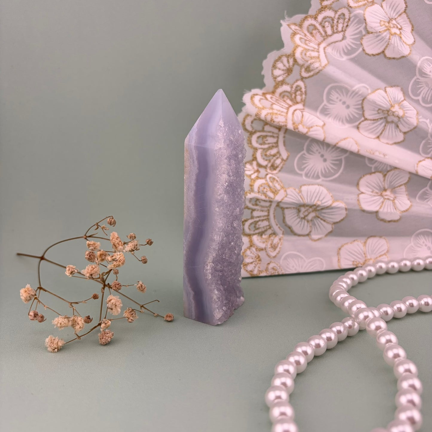 Blue Lace Agate Druzy Tower