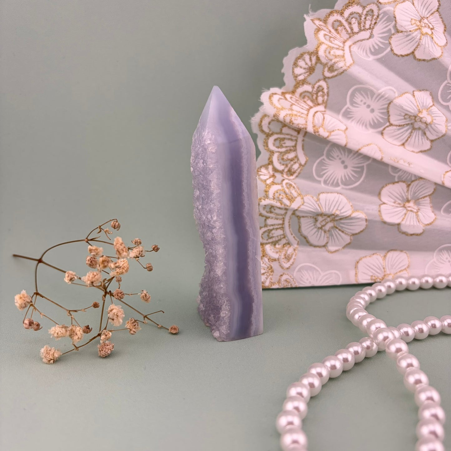 Blue Lace Agate Druzy Tower