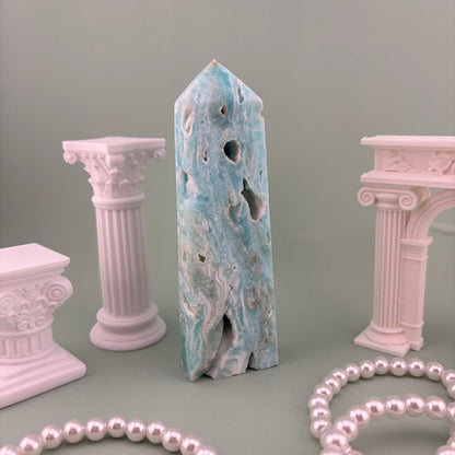 Blue Aragonite Tower – Piece – Piece A from PureZen Minerals, view 1