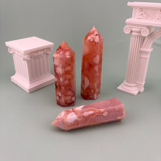 Carnelian Flower Agate Towers