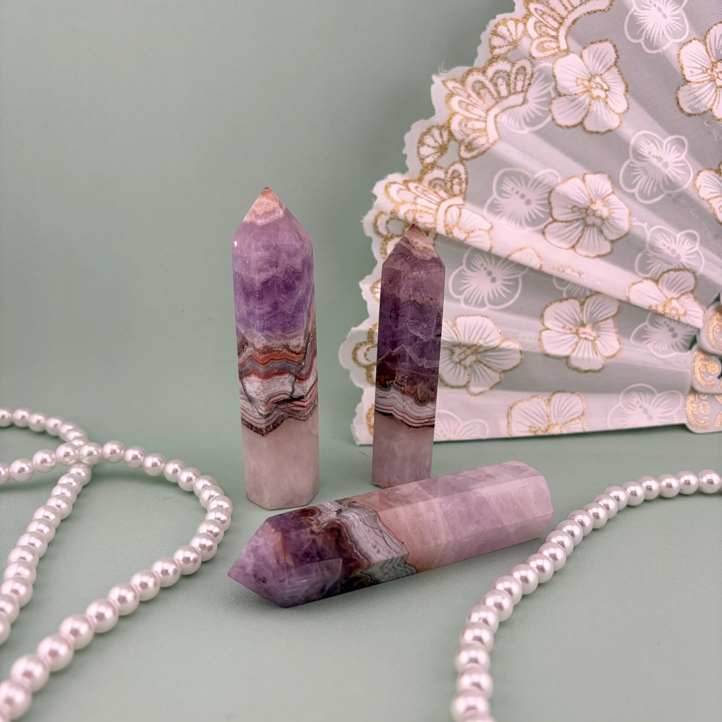 Amethyst and Crazy Lace Agate Towers