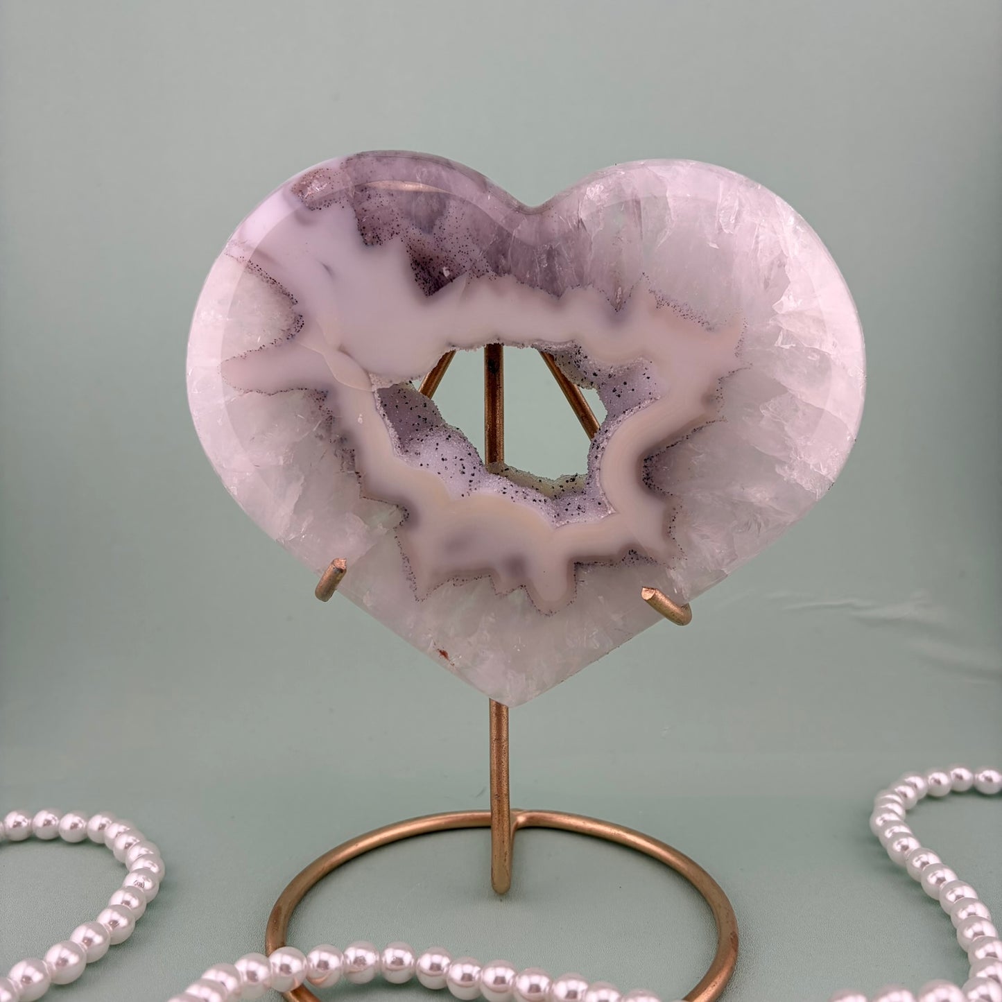Brazilian Agate Heart on Stand A