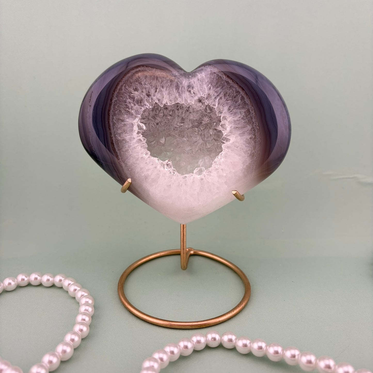 Brazilian Agate Heart on Stand B