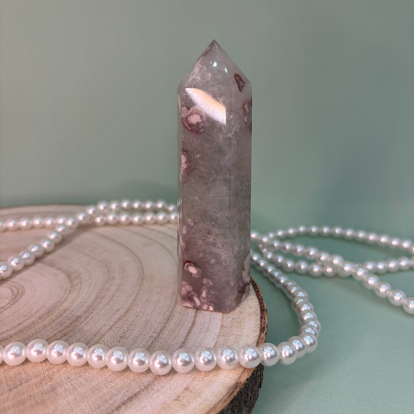 Green Quartz Flower Agate Tower A