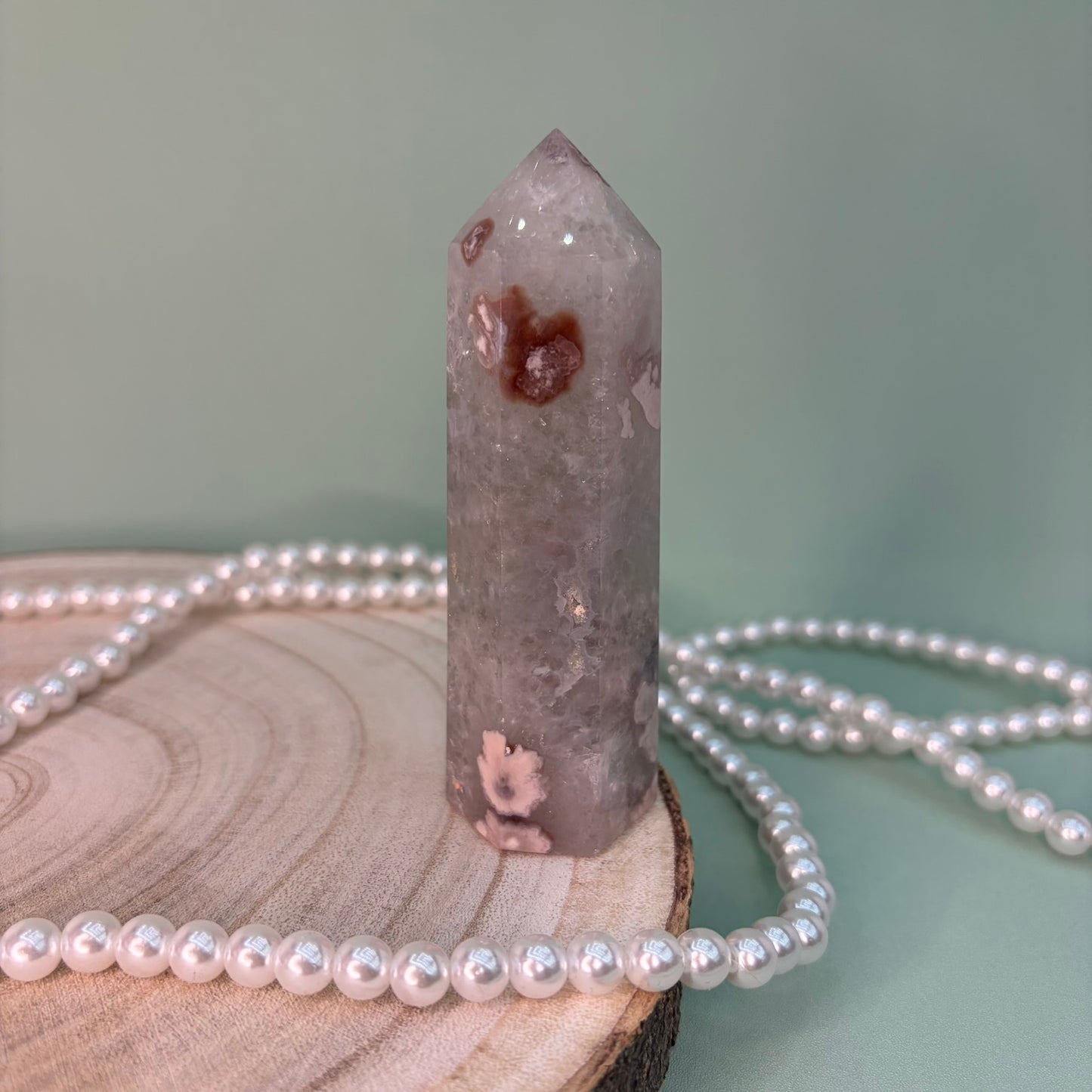 Green Quartz Flower Agate Tower A