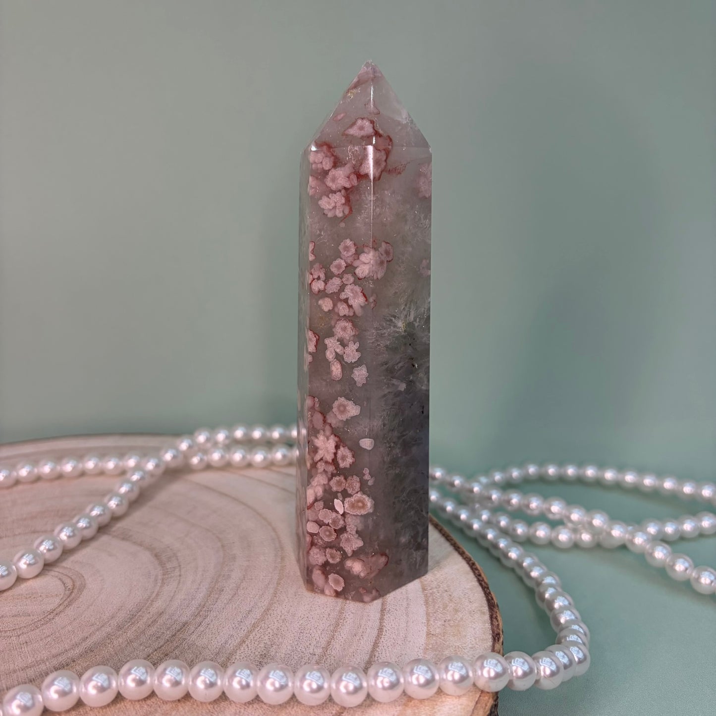 Green Quartz Flower Agate Tower C