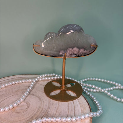 Green Quartz Flower Agate Cloud on Stand – Piece B from PureZen Minerals, view 2
