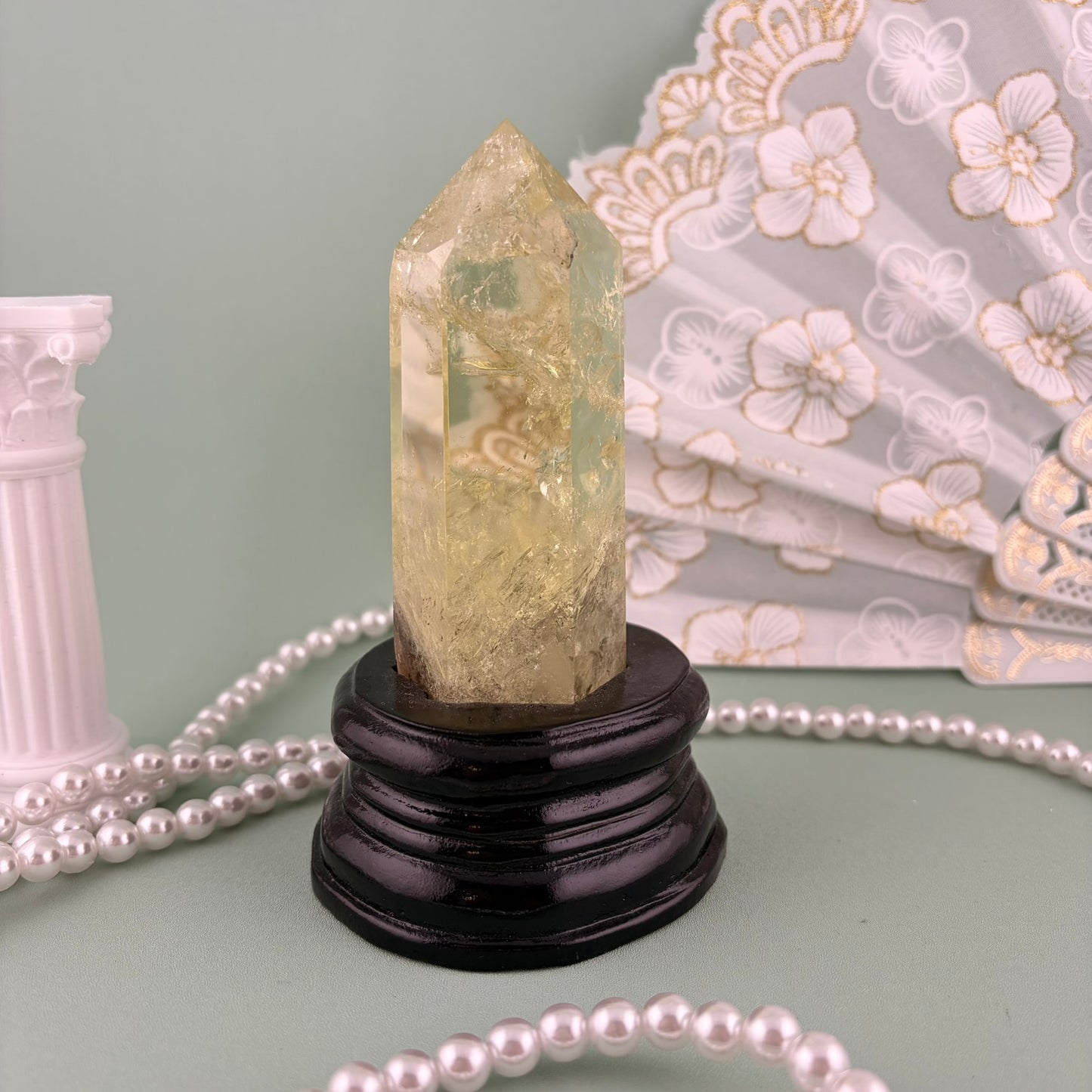 Citrine Tower on Wooden Stand