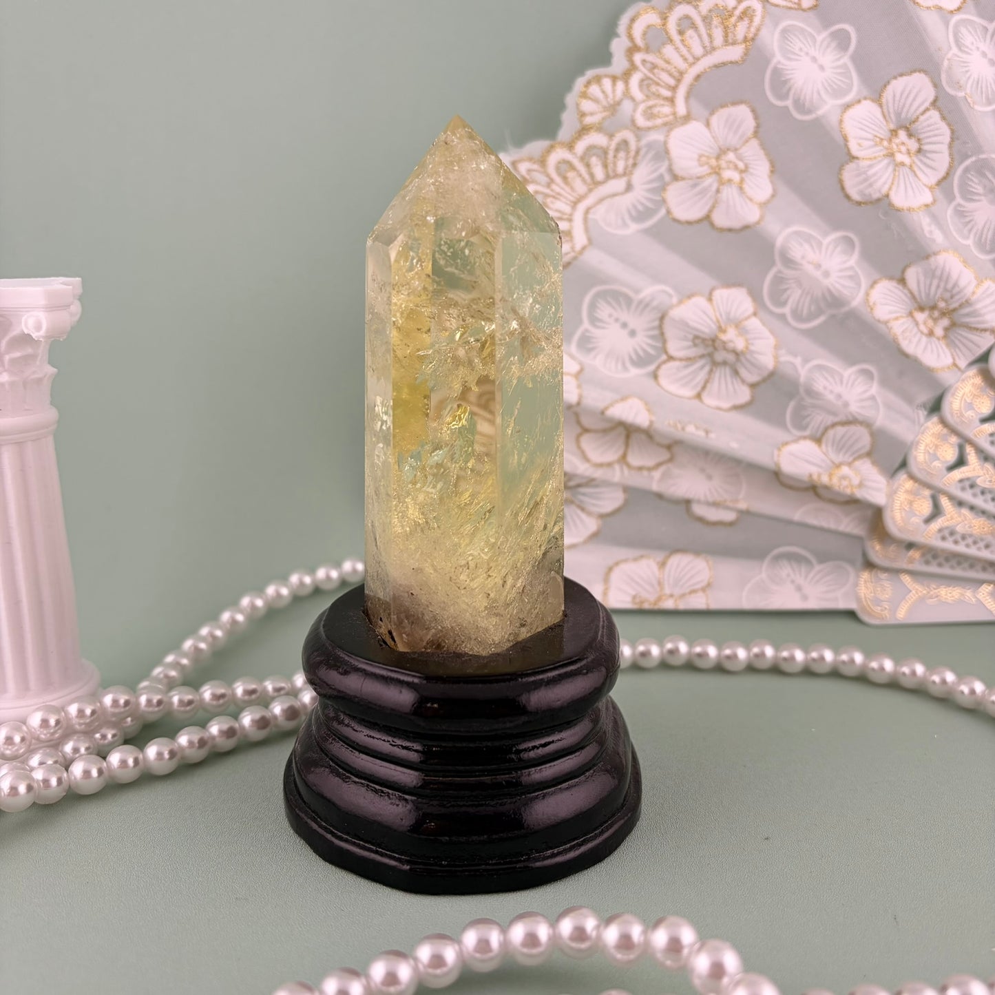 Citrine Tower on Wooden Stand
