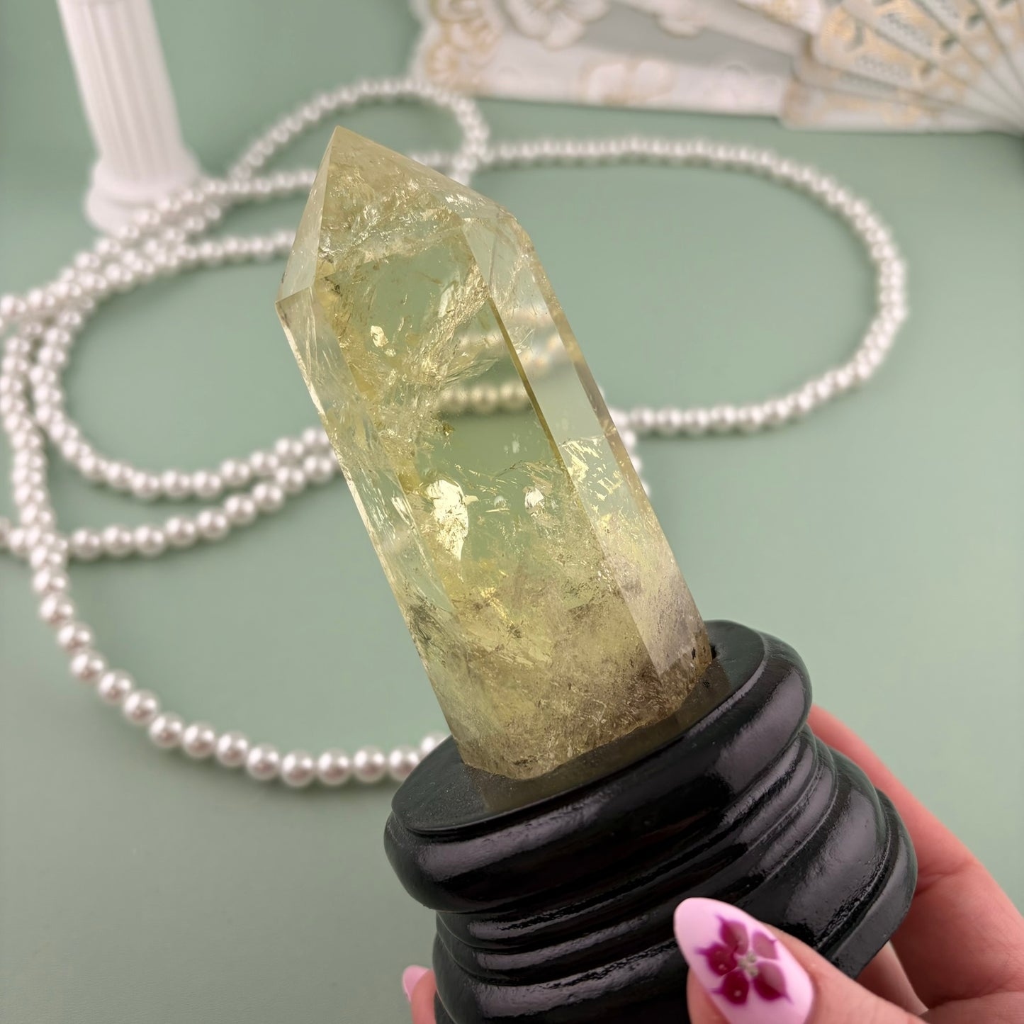 Citrine Tower on Wooden Stand