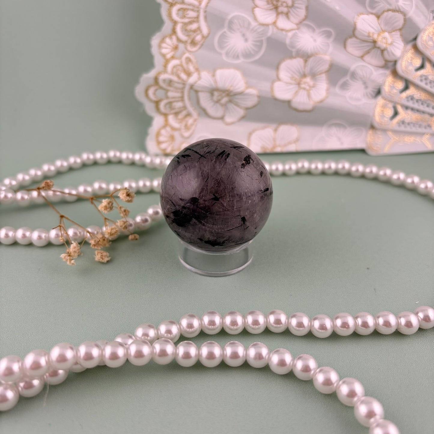 Quartz with Tourmaline Sphere A