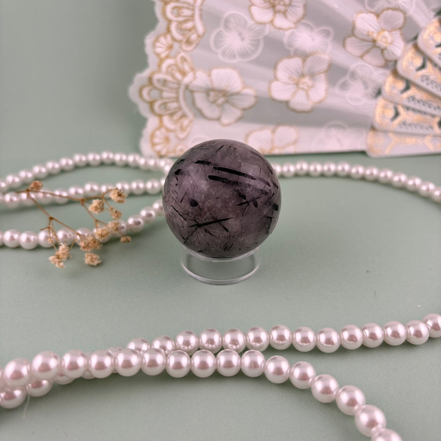 Quartz with Tourmaline Sphere A