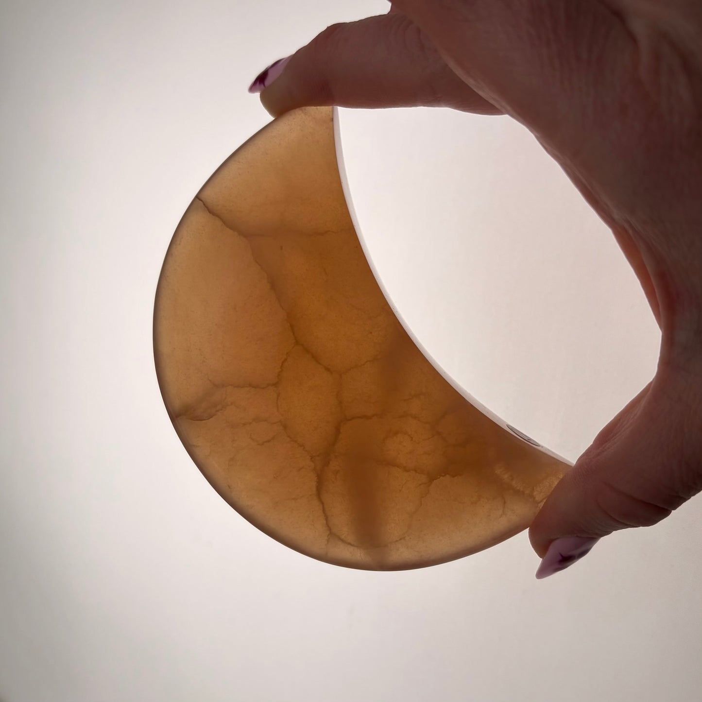 Honey Calcite Moon on Silver Stand