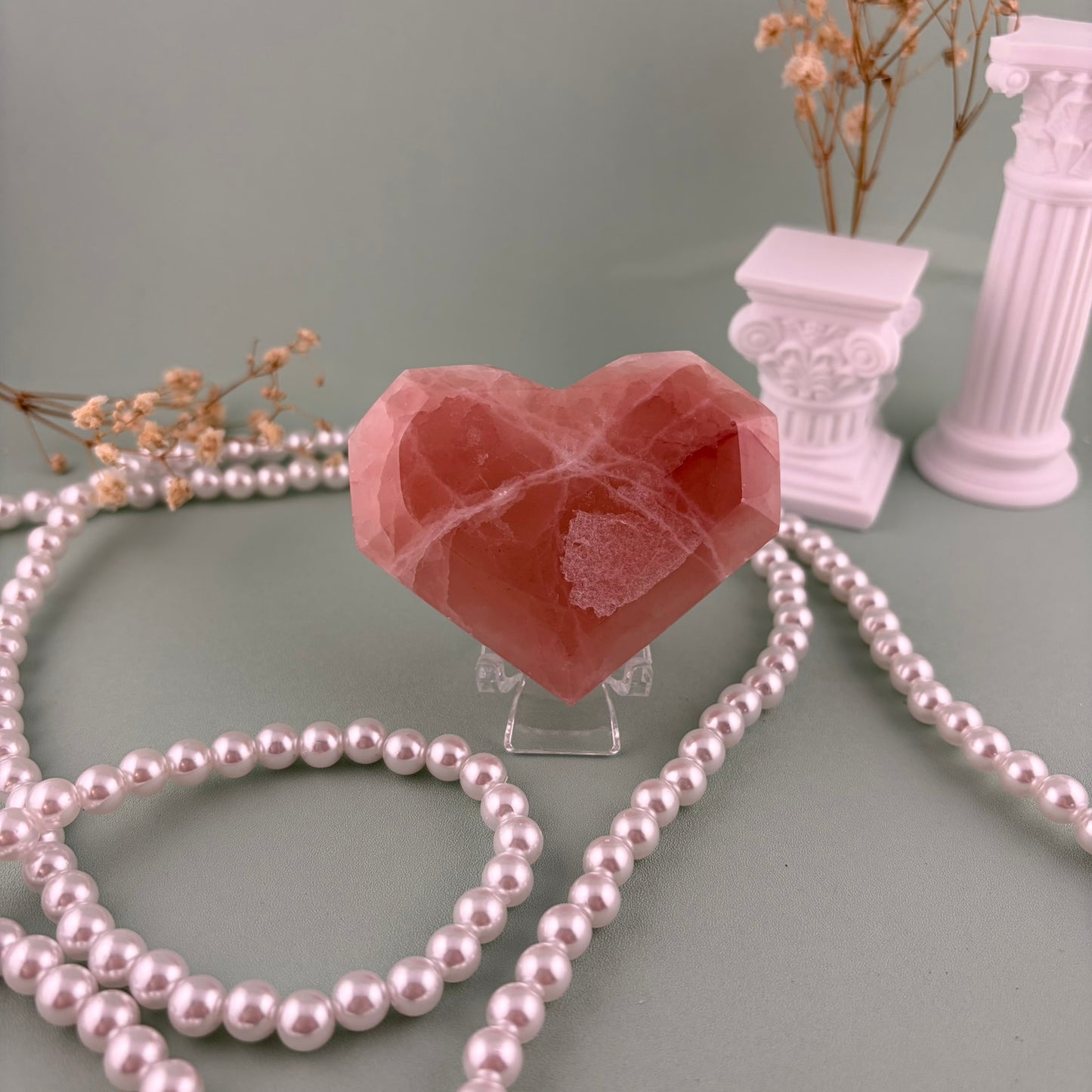 Rose Calcite Faceted Heart A