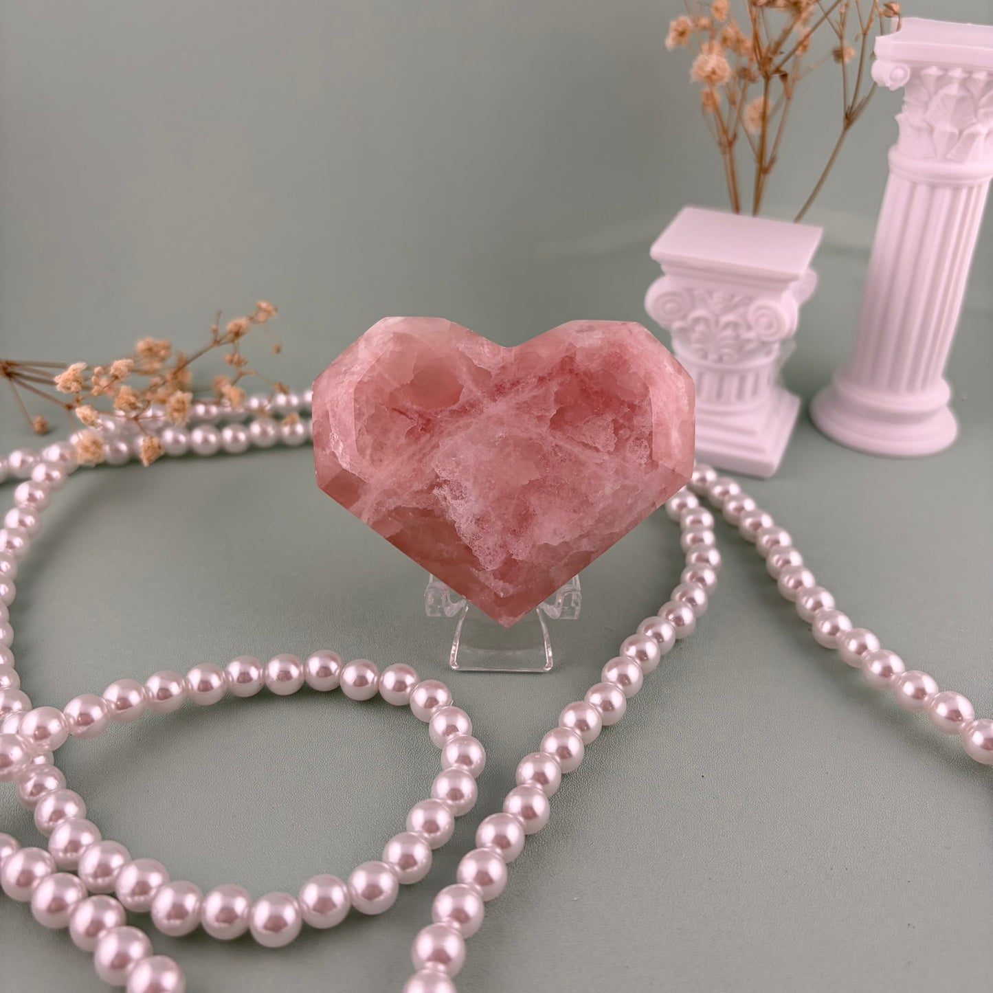 Rose Calcite Faceted Heart A